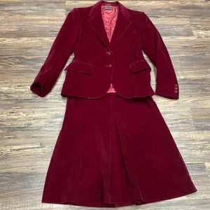 Burgundy velvet suit set